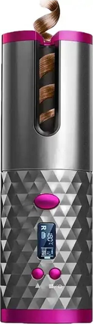 Arricciacapelli Automatico Senza Fili Bigodino Rotante Ricaricabile USB per Styling con Schermo LCD Gray