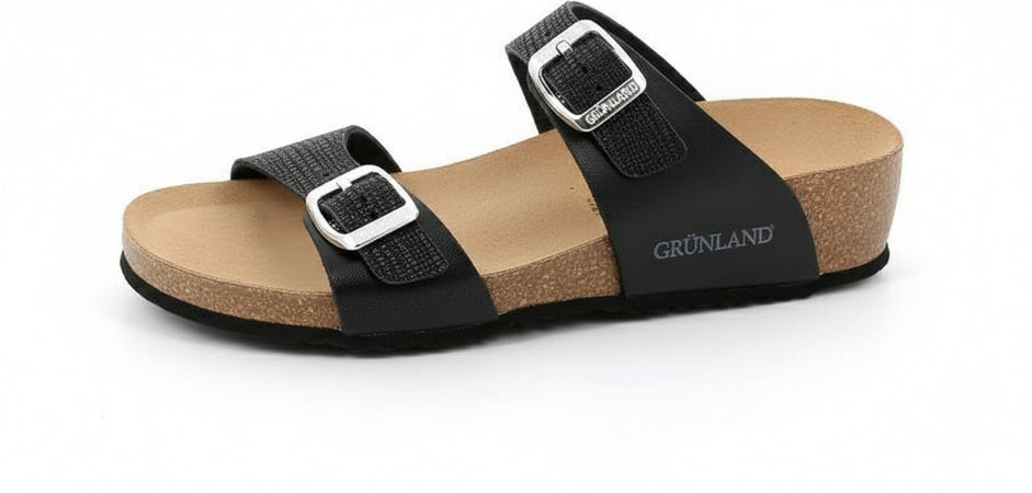 Palado Rianel Ciabatte da donna – Sandali con cinghie regolabili – Pantofole – Letto in sughero naturale – extra confortevole con suola in pelle scamosciata, Vernice beige., 38 EU