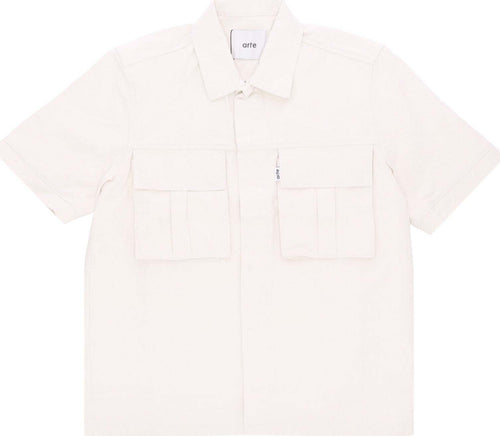ARTE-Camicia-Manica-Corta-Uomo-Peter-Detail-Pocket-Twill-Shirt-Cream-da-uomo