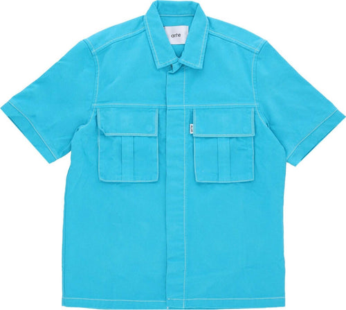 ARTE-Camicia-Manica-Corta-Uomo-Peter-Detail-Pocket-Twill-Shirt-Lake-Blue-da-uomo