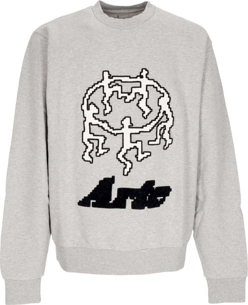 ARTE-Felpa-Leggera-Girocollo-Uomo-Pixel-Dancer-Texture-Emb-Crewneck-Grey-da-uomo