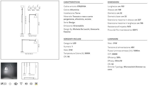Artemide Tolomeo Mega Floor LED Lampada da Terra