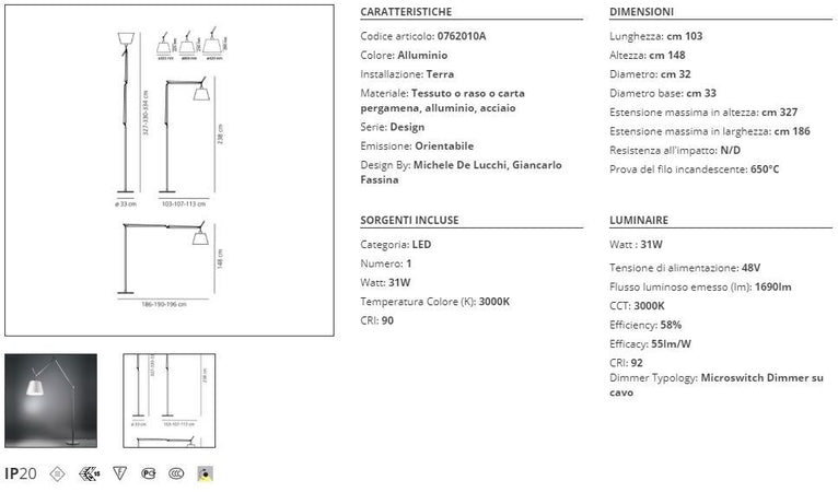Artemide Tolomeo Mega Floor LED Lampada da Terra