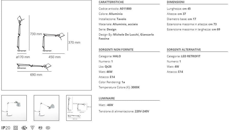 Artemide Tolomeo Micro Led - Lampada da Tavolo