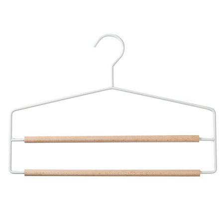 Grucce porta pantaloni 2 scomparti in metallo Bianco e legno 37 cm