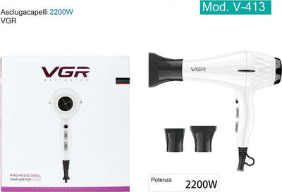 Asciugacapelli Phon Elettrico Professionale Ad Alta Potenza 2200w 2 Ugelli V-413 Salute e Bellezza > Cura dei Capelli > Asciugacapelli Trade Shop italia - Napoli, Commerciovirtuoso.it