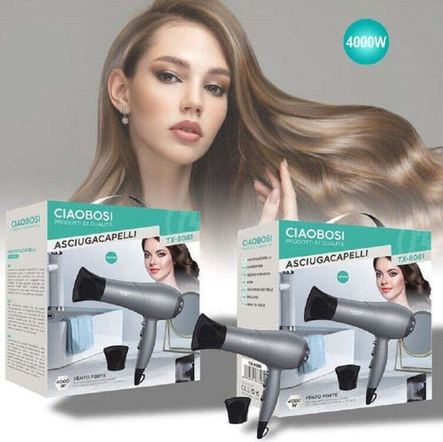 Asciugacapelli Phon Fono Professionale 4000 Watt 2 Velocita' Beccuccio Tx-8081 Bellezza/Cura dei capelli/Strumenti per lo styling/Asciugacapelli e accessori/Asciugacapelli Trade Shop italia - Napoli, Commerciovirtuoso.it