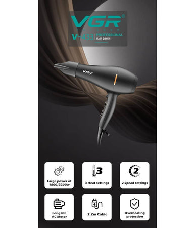Asciugacapelli Phon Professionale Leggero Silenzioso 2200w Per Parrucchieri V433