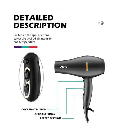 Asciugacapelli Phon Professionale Leggero Silenzioso 2200w Per Parrucchieri V433