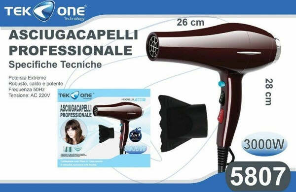 Asciugacapelli Phon Tekone 5807 Professionale 2 In 1 2 Velocit? 3000w Bellezza/Cura dei capelli/Strumenti per lo styling/Asciugacapelli e accessori/Asciugacapelli Trade Shop italia - Napoli, Commerciovirtuoso.it