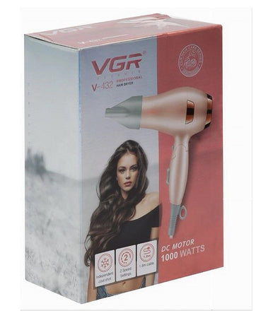 Asciugacapelli Pieghevole Professionale 1000w 2 Velocità Ugelli Rimovibili V-432