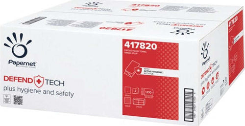 Asciugamani piegati a V Defend Tech - Papernet - pacco 210 pezzi [multipack] 15 pezzi Commercio Industria e Scienza/Forniture sanitarie e igieniche/Prodotti di carta/Asciugamani di carta Eurocartuccia - Pavullo, Commerciovirtuoso.it