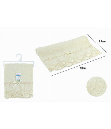 Asciugamano Bagno Viso Cotone Morbido Decorato 48x93 Cm 180gr Beige Chiaro 79503