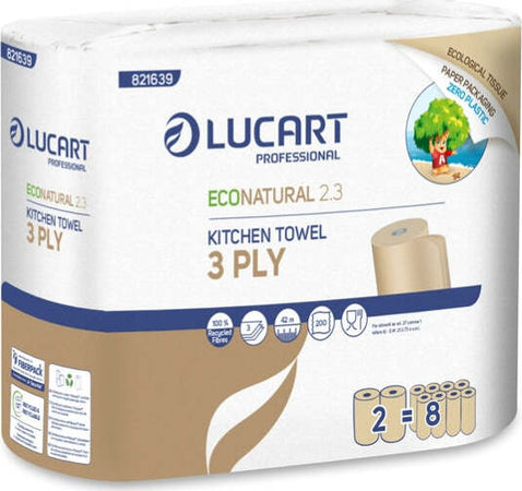Asciugatutto EcoNatural 2.3 Plastic Free - 200 strappi - Lucart - pacco 2 rotoli Commercio Industria e Scienza/Forniture sanitarie e igieniche/Prodotti di carta/Asciugamani di carta Eurocartuccia - Pavullo, Commerciovirtuoso.it