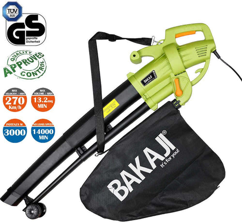 Aspiratore per foglie Trituratore e Soffiatore Elettrico 3000W Aspirafoglie 3in1