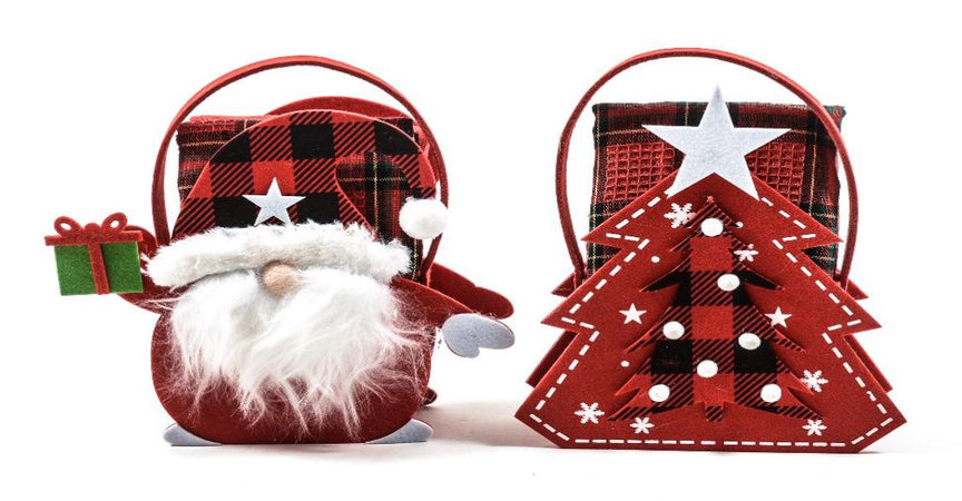 Borsetta in pannolenci con 2 canovacci per decorazioni natalizie