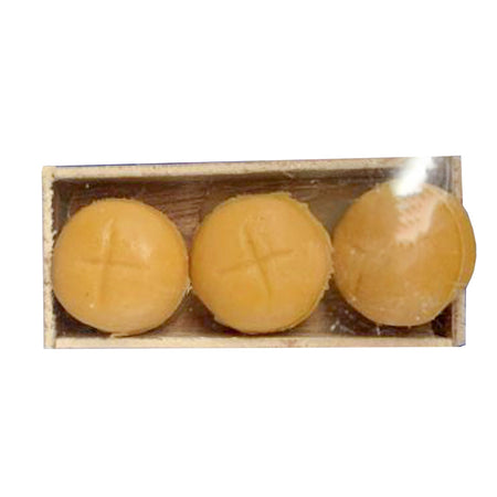 Vassoio con pane in legno per panettiere del presepe in miniatura mestieri 8 cm