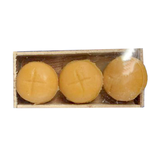 Vassoio con pane in legno per panettiere del presepe in miniatura mestieri 8 cm