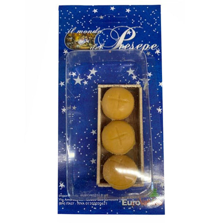 Vassoio con pane in legno per panettiere del presepe in miniatura mestieri 8 cm