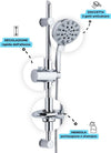 Asta Doccia Saliscendi 005 Completo Doccetta 5 Funzioni Multigetto Salvaforo H 72 CM Fai da te/Attrezzature per cucine e bagni/Attrezzature per bagni/Docce e componenti doccia/Sistemi saliscendi per vasche da bagno e docce Ogomondo - Martina Franca, Commerciovirtuoso.it