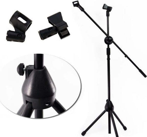Asta-Supporto-Per-Microfono-Professionale-Con-Pinza-Innesto-Treppiedi-Regolabile
