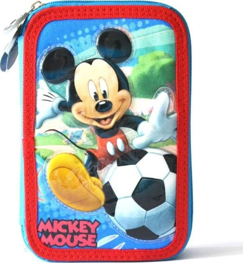 Astuccio-A-3-Zip-Disney-Mickey-Mouse-Con-Accessori-Per-La-Scuola-E-Il-Disegno