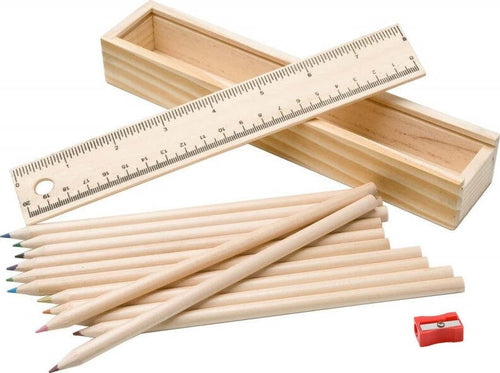 ASTUCCIO IN LEGNO CON 12 PASTELLI COLORATI TEMPERINO RIGHELLO RIGA PORTAPASTELLI Cancelleria e prodotti per ufficio/Scuola e materiale didattico/Materiale scolastico/Cartelle e zaini per la scuola/Astucci Trade Shop italia - Napoli, Commerciovirtuoso.it