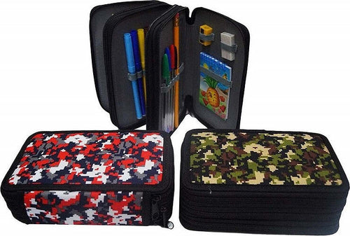ASTUCCIO MIMETICO CON 3 ZIP TRIPLO SCOMPARTO ACCESSORIATO 27 PZ. SCUOLA BAMBINI Cancelleria e prodotti per ufficio/Scuola e materiale didattico/Materiale scolastico/Cartelle e zaini per la scuola/Astucci Trade Shop italia - Napoli, Commerciovirtuoso.it