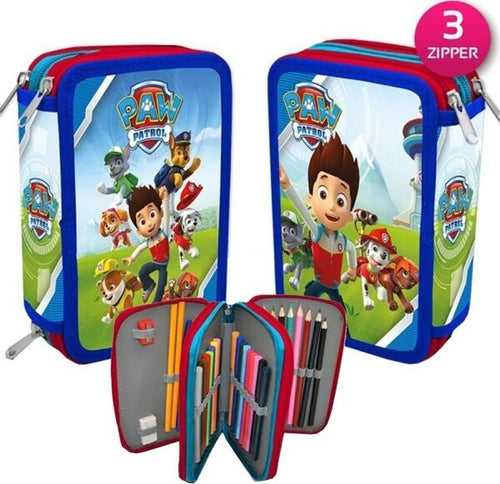 Astuccio-Paw-Patrol-Pets-3-Zip-Triplo-Scomparto-Accessoriato-Scuola-Bambini