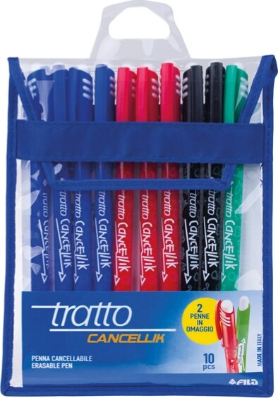 Astuccio Penne a sfera cancellabile Cancellik- punta 1 0mm - 10 colori assortiti - Tratto - conf. 10 pezzi Cancelleria e prodotti per ufficio/Penne matite scrittura e correzione/Penne e ricariche/Penne roller a inchiostro gel Eurocartuccia - Pavullo, Commerciovirtuoso.it