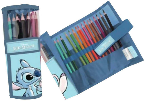 Astuccio Rotolo 24 Matite Colori Stitch Collezione Scuola 2023/2024 Disney