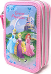 Astuccio-Scuola-3d-Principesse-Cenerentola-Rapunzel-Ariel-Disney-3-Zip-Cerniere