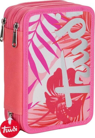 Astuccio-Scuola-Triplo-Trudi-Fenicottero-Scuola-Completo-Portapastelli-Rosa