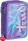 Astuccio-Scuola-Triplo-Trudi-Fenicottero-Scuola-Completo-Portapastelli-Viola