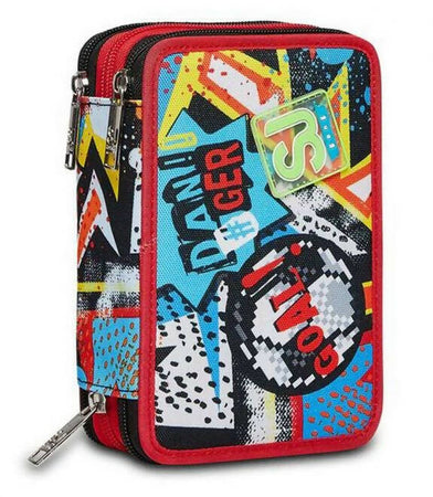 Astuccio Sj Triplo Boy Seven Astuccio per La Scuola 45 Pezzi per Bambini
