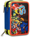 Astuccio Sj Triplo Boy Seven Astuccio per La Scuola 45 Pezzi per Bambini