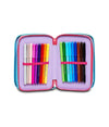 Astuccio Stitch E Lilo 3 Zip Per Scuola Elementare Completo Di Accessori Seven