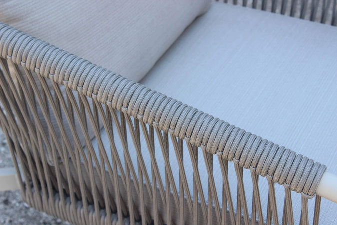 Salottino moderno per esterno "Bora Bora" in alluminio con corde da giardino