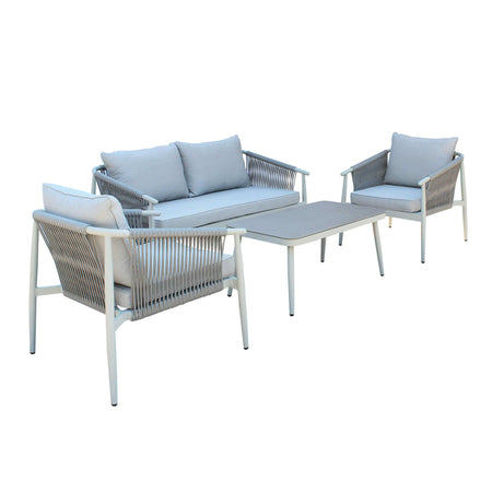 Salottino moderno per esterno "Bora Bora" in alluminio con corde da giardino