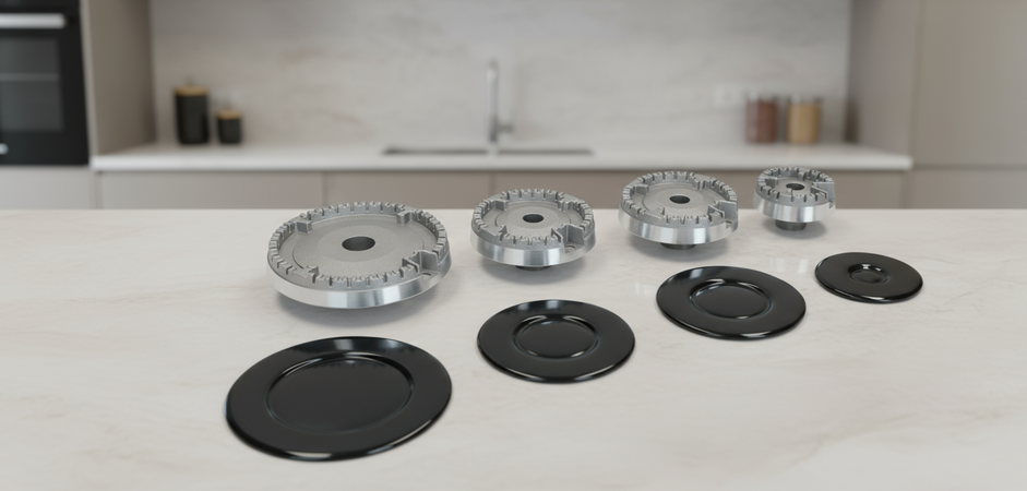 ATLANTIC SERIE 4 BRUCIATORI + PIATTELLI 4 FUOCHI CUCINA GAS PIANO COTTURA