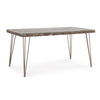 Tavolo Atlantide rettangolare, con struttura in acciaio anticato, piano in vetro e mdf da 160 x 90 cm