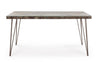 Tavolo Atlantide rettangolare, con struttura in acciaio anticato, piano in vetro e mdf da 160 x 90 cm
