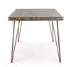 Tavolo Atlantide rettangolare, con struttura in acciaio anticato, piano in vetro e mdf da 160 x 90 cm