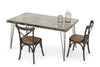 Tavolo Atlantide rettangolare, con struttura in acciaio anticato, piano in vetro e mdf da 160 x 90 cm