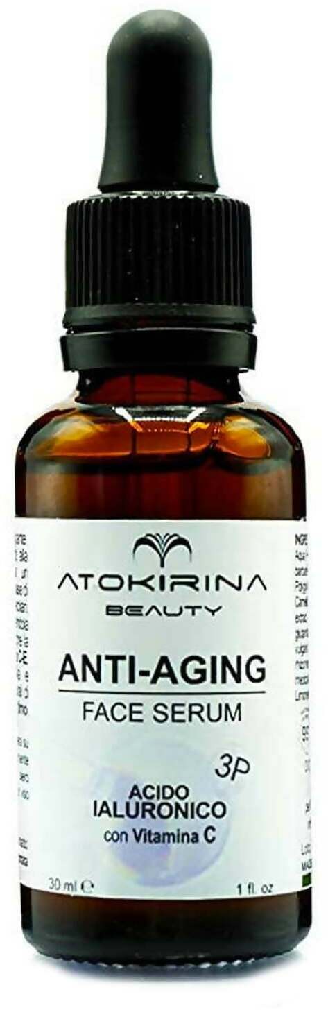 Atokirina Skincare Box Siero Viso Anti Età 30ml Acido Ialuronico 3p Puro Vit C-E Roller Guasha Pietre Naturali 100% Massaggio Rimodellante Antirughe Made in Italy Atokirina Beauty