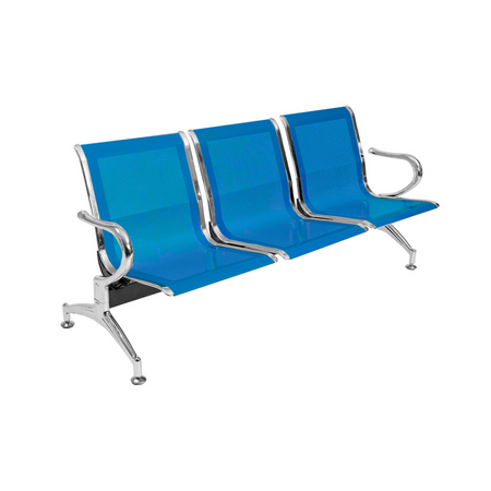 Panca in acciao per sala attesa ufficio studio a 3 posti - colore blu