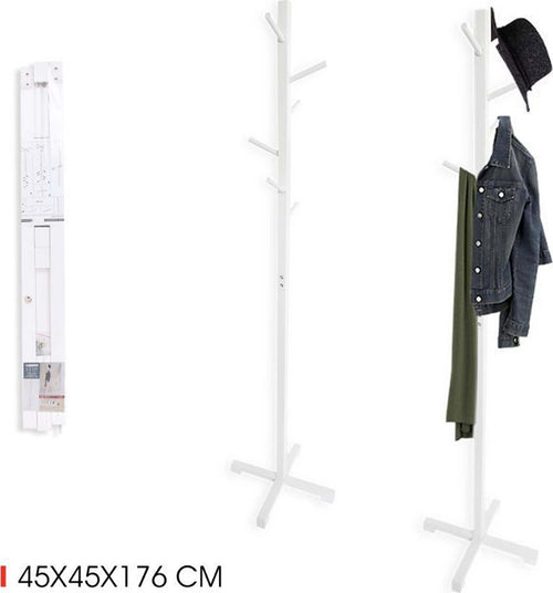 Attaccapanni Appendiabiti A Piantana Terra In Legno Bianco 6 Ganci 45x45x176cm Casa e cucina/Arredamento/Ingresso/Appendiabiti Trade Shop italia - Napoli, Commerciovirtuoso.it
