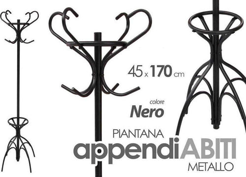Attaccapanni Appendiabiti Piantana In Metallo Ganci Moderno Nero 45x170cm 756658 Casa e cucina/Arredamento/Ingresso/Appendiabiti Trade Shop italia - Napoli, Commerciovirtuoso.it