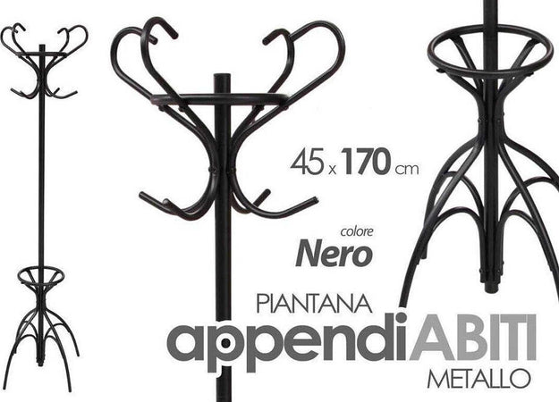 Attaccapanni Appendiabiti Piantana In Metallo Ganci Moderno Nero 45x170cm 756658 Casa e cucina/Arredamento/Ingresso/Appendiabiti Trade Shop italia - Napoli, Commerciovirtuoso.it