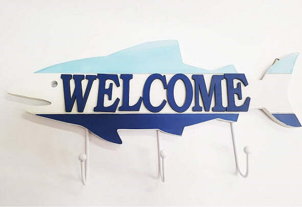 Attaccapanni-Appendino-3-Ganci-Parete-Legno-Pesce-Welcome-Stile-Marino
